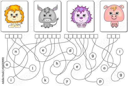 Educational puzzle game. Find the hidden words