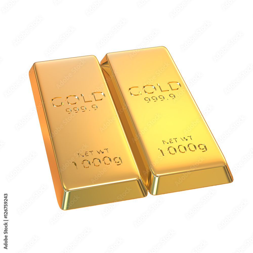 3d rendering set of gold bars isolated on white background 3d rendering set of gold bars isolated on white background