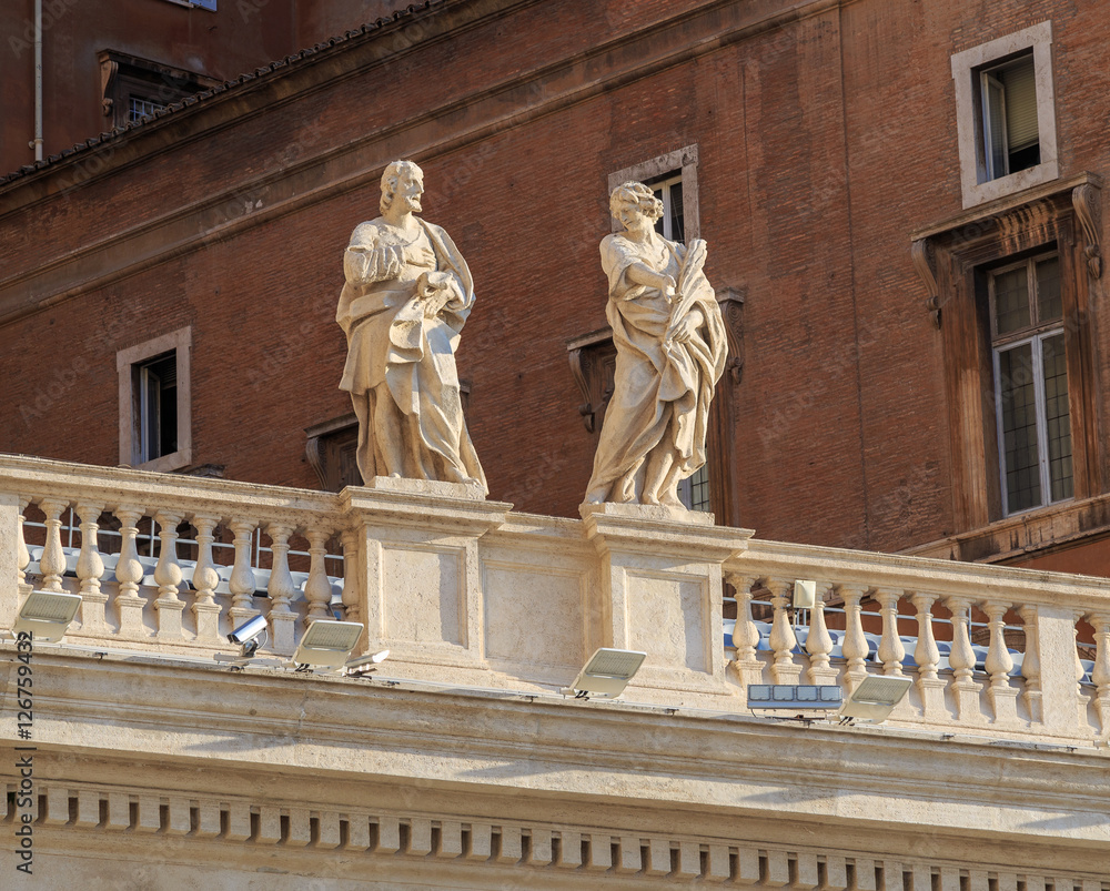 Sculptures on the balustrade of St. Peter's Square in Rome