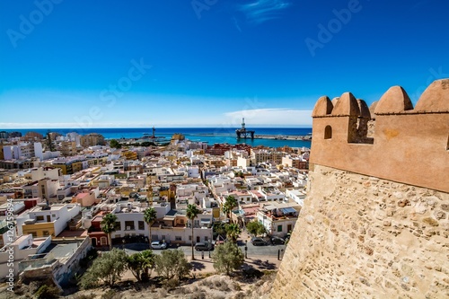 View of Almeria (Almería) old town and port from the castle (Alcazaba of Almeria), Spain  photo