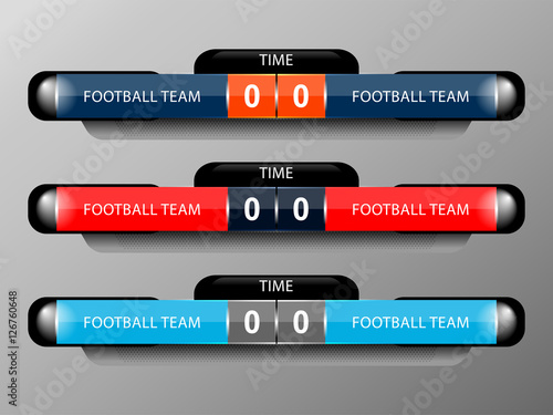 scoreboard elements design for football and soccer, vector illustration