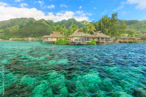 The Beautiful sea and resort in Moorae Island at Tahiti PAPEETE,
