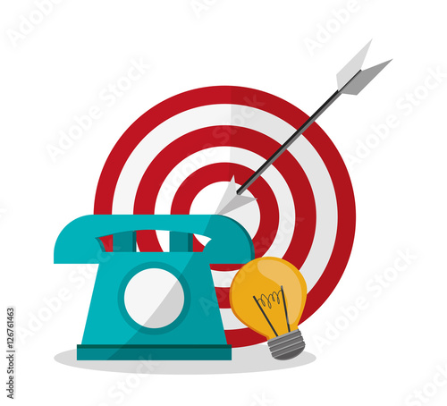 Target  phone and bulb icon. Digital marketing media ecommerce seo and business theme. Isolated design. Vector illustration