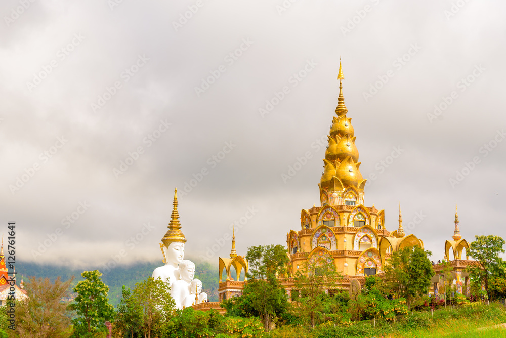 Naklejka premium The pagoda in Wat Phra That Pha Son Kaew Temple at Phetchabun, Thailand.