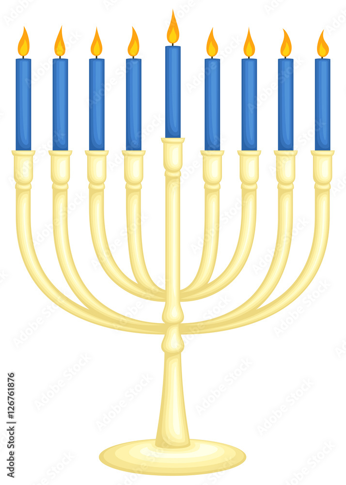 Vector illustration of a Hanukkah menorah with nine blue candles. Vector illustration of a Hanukkah menorah with nine blue candles.