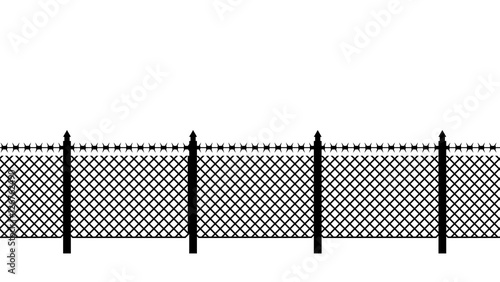 Boundary fence with barbed wire. Border Protection. Protections