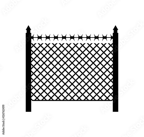 Boundary fence with barbed wire. Border Protection. Protections