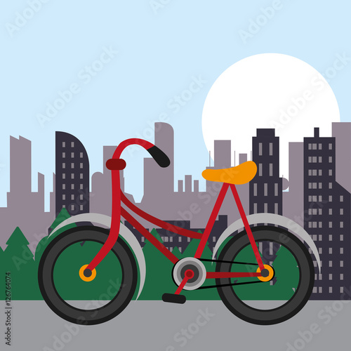 Bike city icon. Bicycle cycle healthy lifestyle and sport theme. Colorful design. Vector illlustration