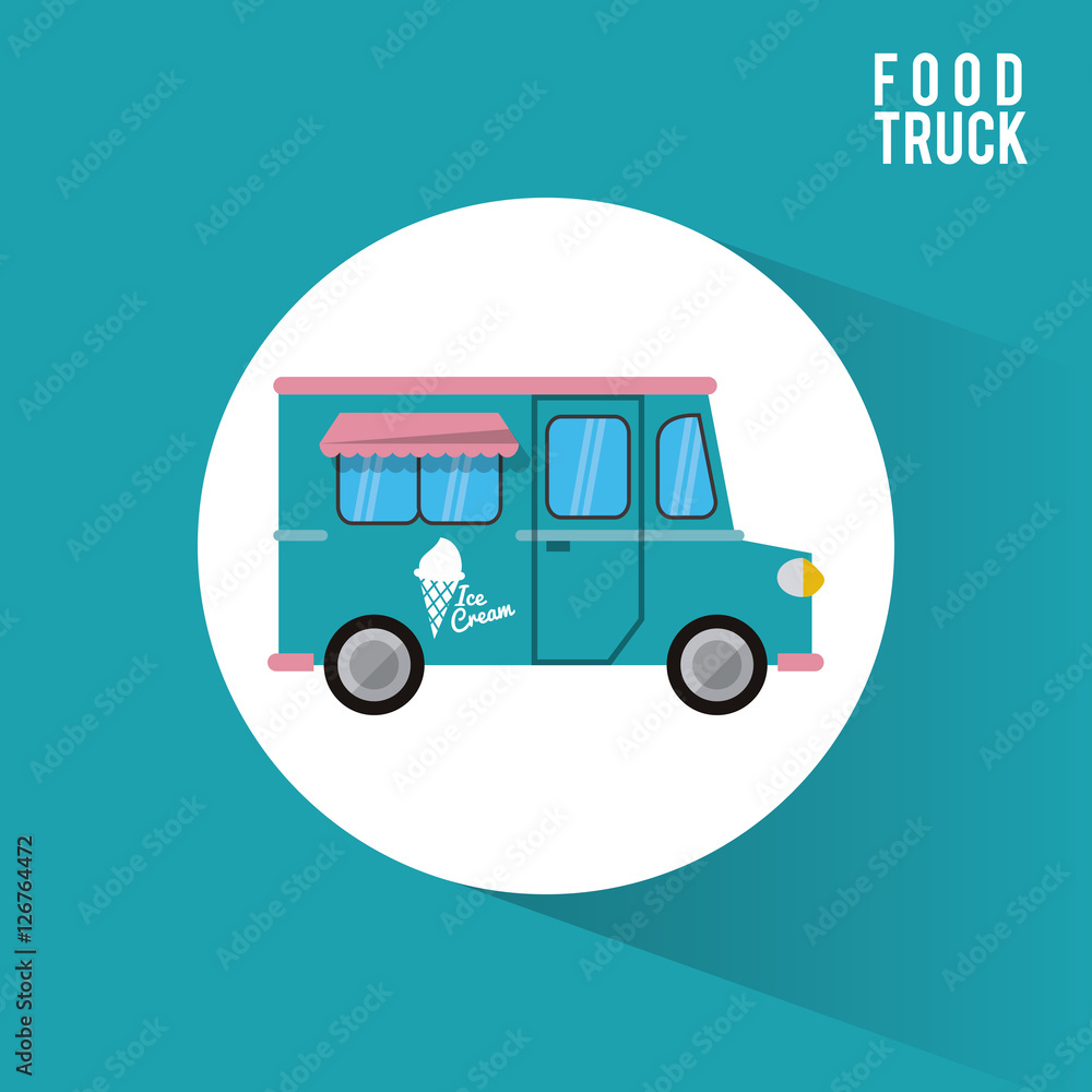 Ice cream food truck icon. Urban american culture menu and consume theme. Colorful design. Vector illustration Ice cream food truck icon. Urban american culture menu and consume theme. Colorful design. Vector illustration