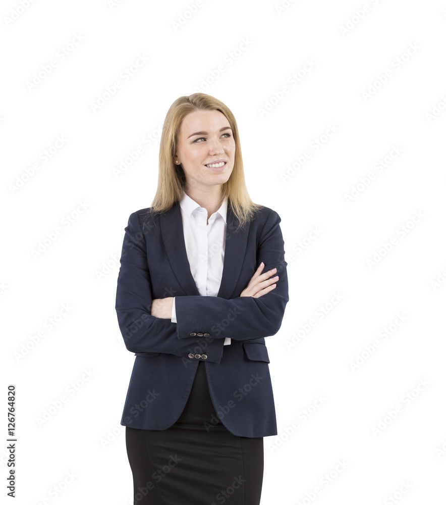 Cheerful blond businesswoman with her arms crossed Cheerful blond businesswoman with her arms crossed