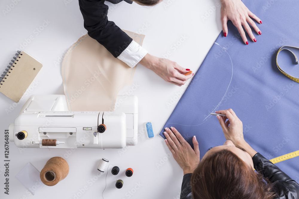 Fototapeta premium Two girls making a pattern