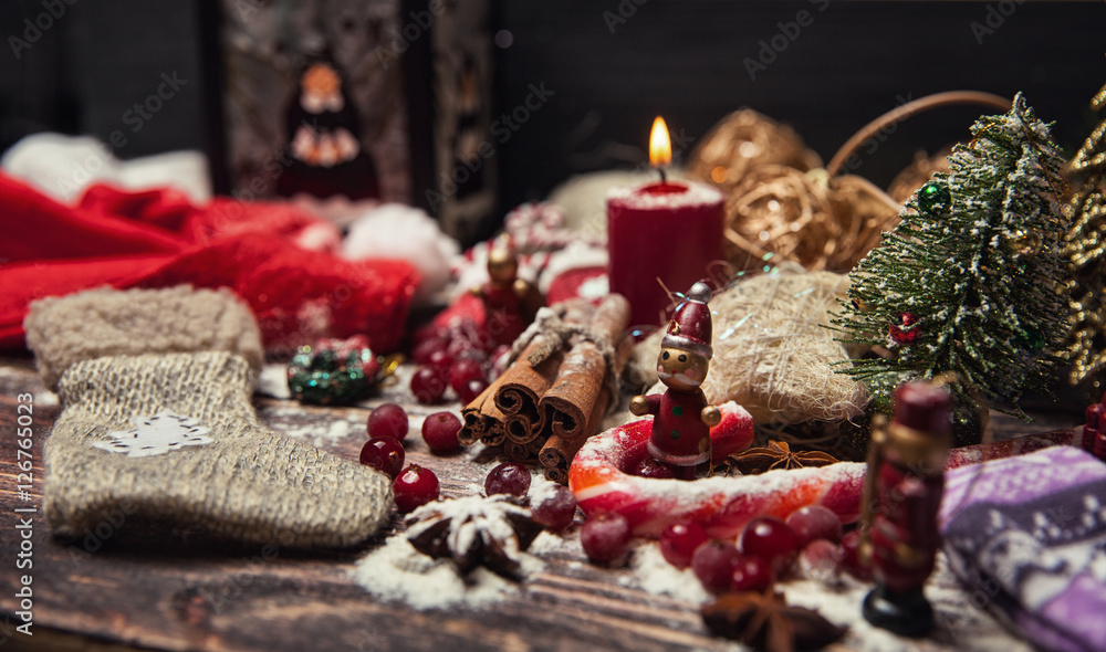 Christmas or New Year dark wooden background, Xmas brown board f Christmas or New Year dark wooden background, Xmas brown board f