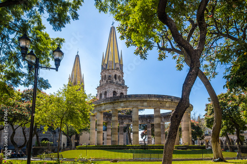 Rotonda de los Jalisciences Ilustres and Cathedral - Guadalajara, Jalisco, Mexico photo