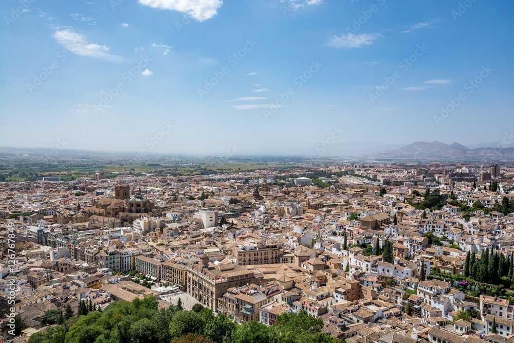 Panoramic view, cityscape of Granada city, Andalucia, Spain