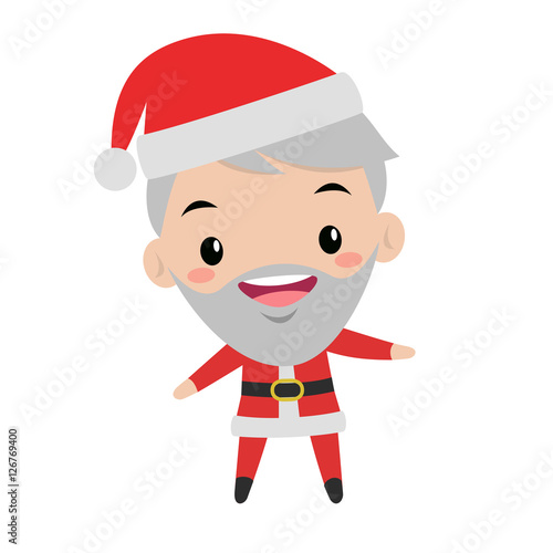 Smiling cute santa christmas illustration / flat editable vector illustration
