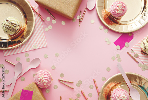 Wall Mural Prepared birthday table for party