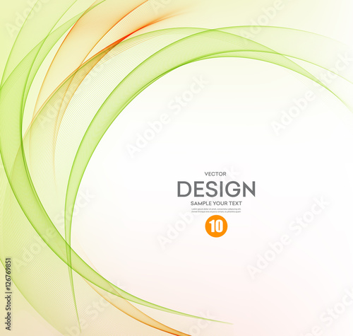 Abstract vector background, orange and green wavy 