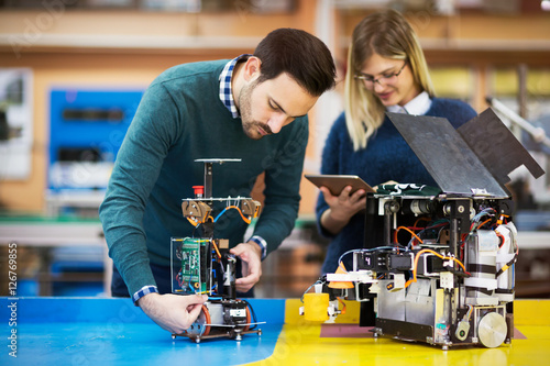 Robotics engineer students teamwork