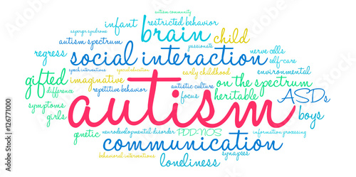 Autism word cloud on a white background. 