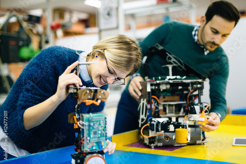 Robotics engineer students teamwork