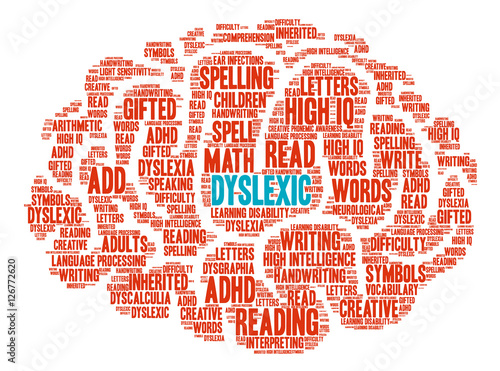 Dyslexic Brain word cloud on a white background.