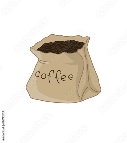 Color freehand drawing coffee beans bag doodles, vector