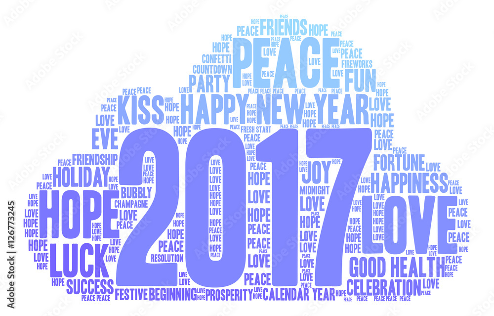 Obraz premium Happy New Year 2017 Word Cloud