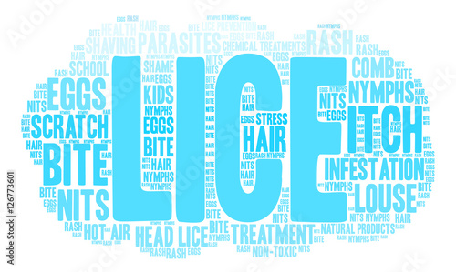 Lice Word Cloud on a white background. 