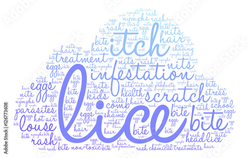 Lice Word Cloud on a white background. 