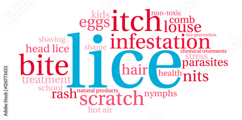 Lice Word Cloud on a white background. 