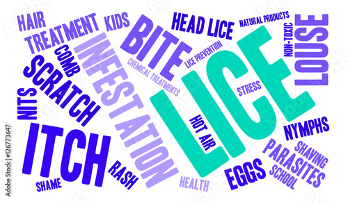 Lice Word Cloud on a white background. 