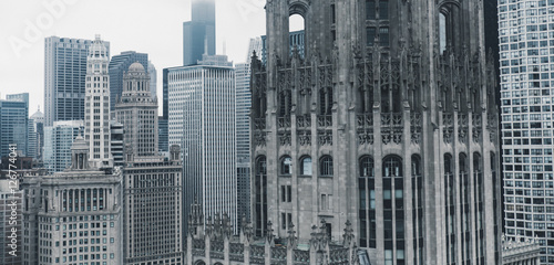 Canvas Print Downtown Chicago with the Tribune Tower Closeup