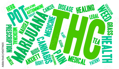 THC Word Cloud on a white background. 