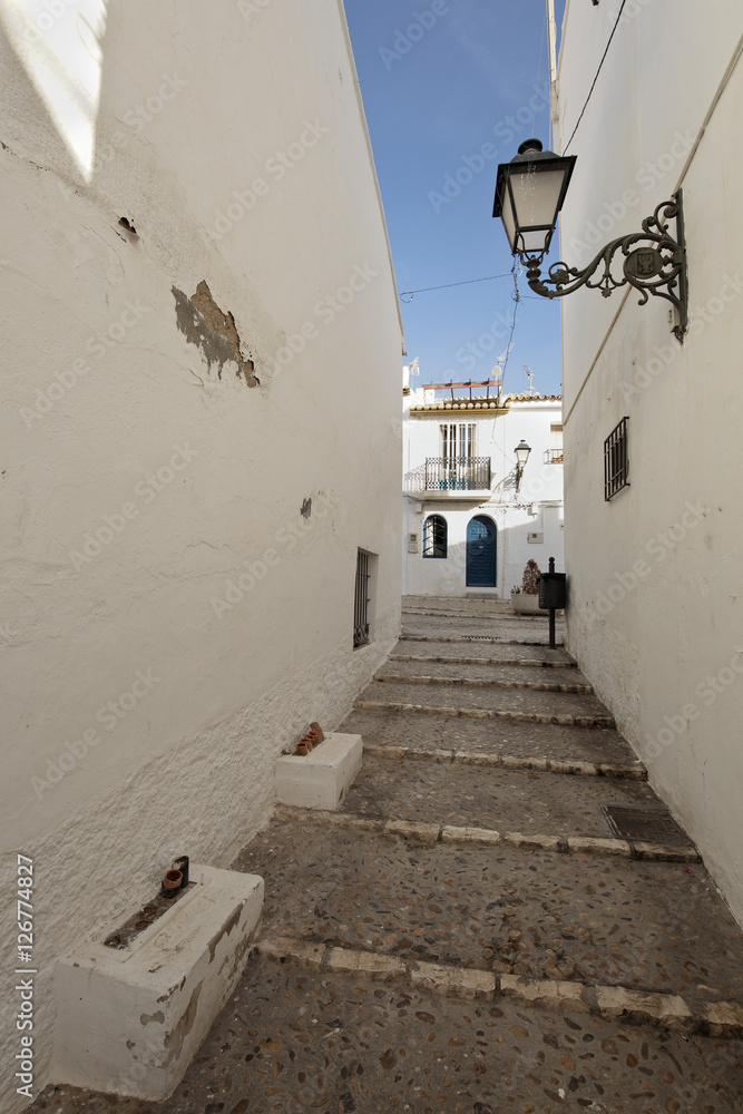  Streets of the village resort of Altea in the province of Alicante, Spain.
