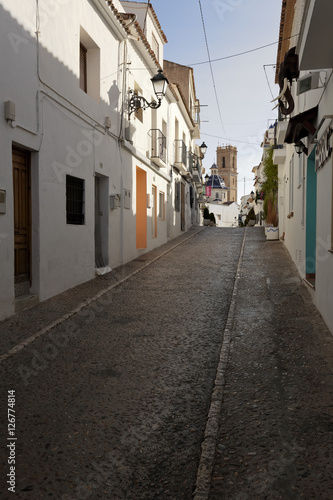 Fototapeta Naklejka Na Ścianę i Meble -   Streets of the village resort of Altea in the province of Alicante, Spain.