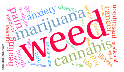 Weed Word Cloud on a white background. 