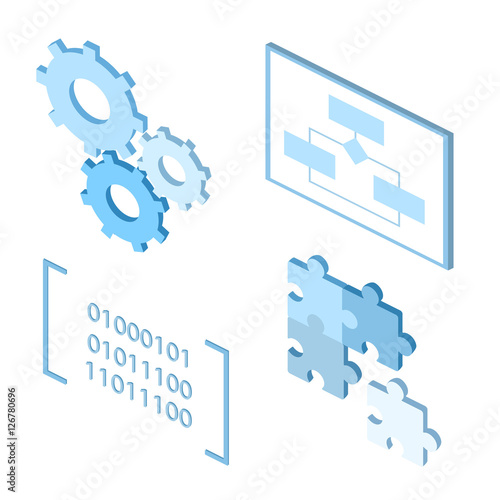 software development life-cycle process vector icons.