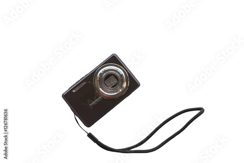 compact digital photo camera isolate white background