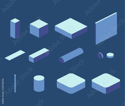Isometric flat 3D concept vector simple elements cube, square, rectangle photo