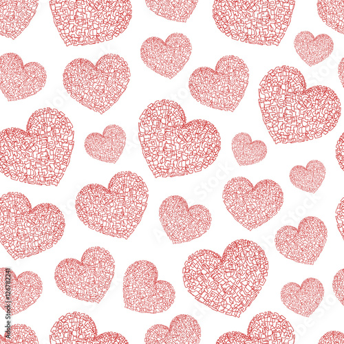 Romantic pattern with painted hearts. Celebratory Event  Valenti