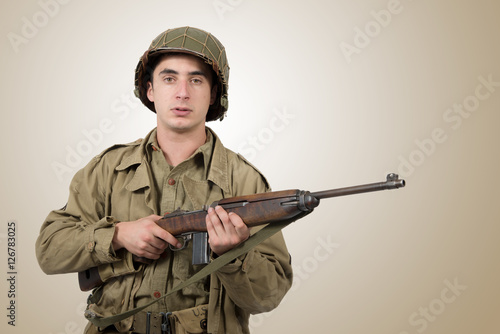 portrait of young American soldier, ww2