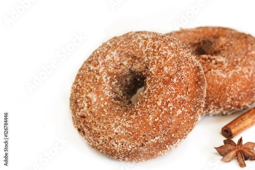 Apple cider donuts isolated on white