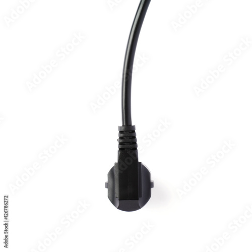 Black electric computer cable isolated over white background