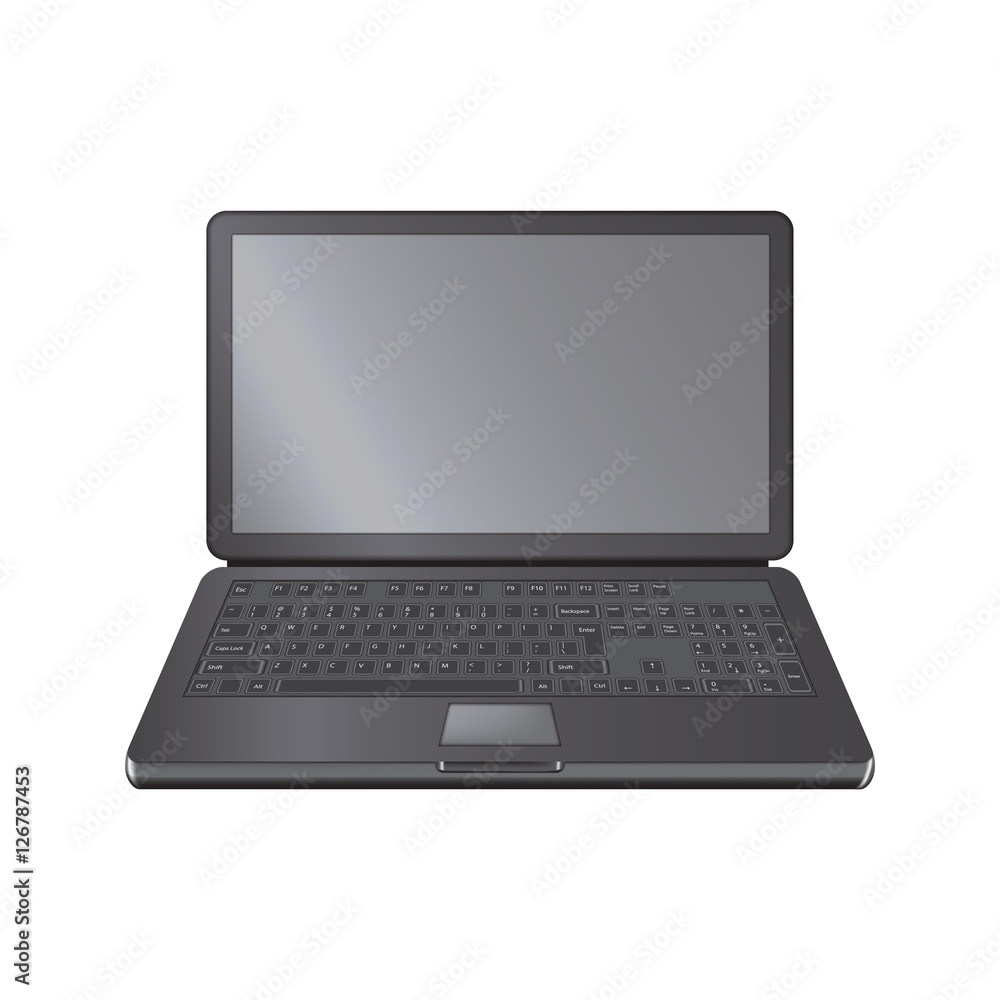 Realistic laptop computer notebook in isolated on a white background. Realistic laptop computer notebook in isolated on a white background.