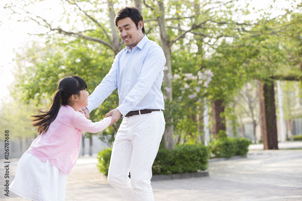 Happy father and daughter playing Happy father and daughter playing