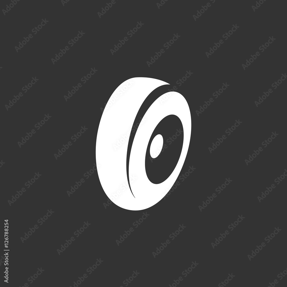 Tire logo on black background. Vector icon Tire logo on black background. Vector icon