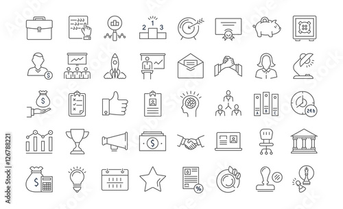 Set Vector Flat Line Icons Startup