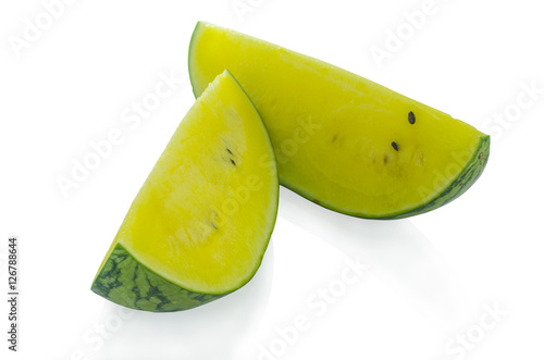 Ripe watermelon with yellow pulp (Part of section)