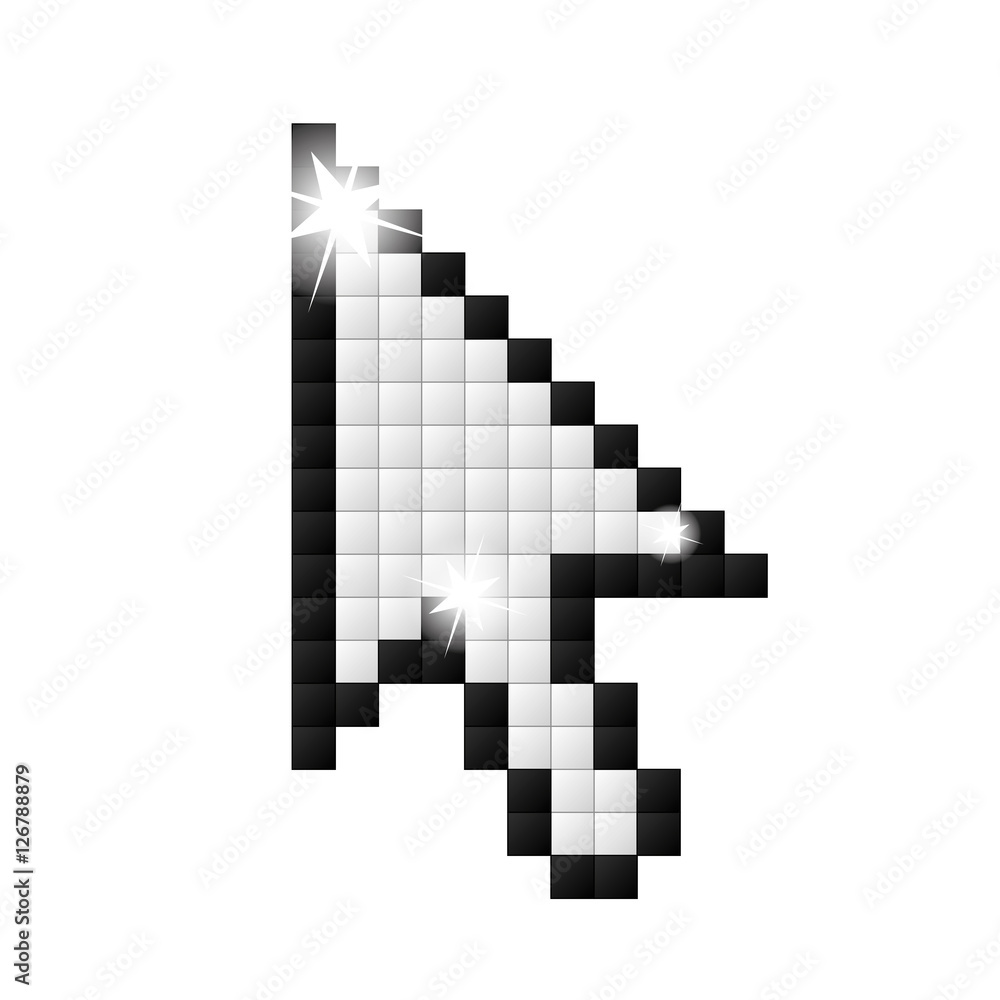 black outline pixelated cursor arrow vector illustration