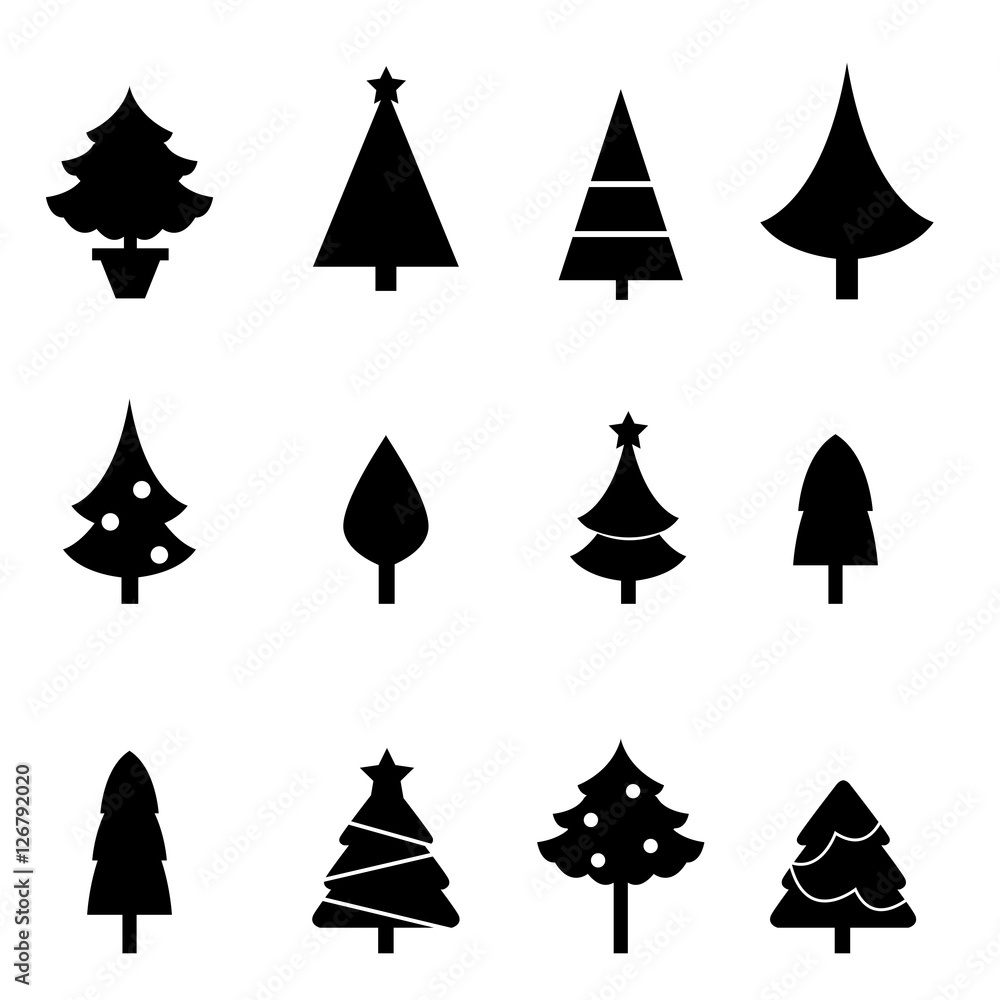 Obraz premium christmas tree silhouettes